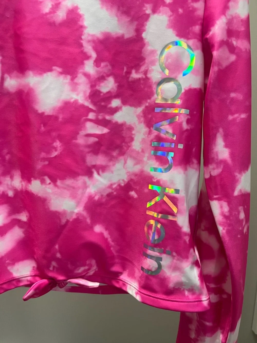 Calvin Klein Girls' Hot Pink Tie-Dye Rash Guard Bikini Set